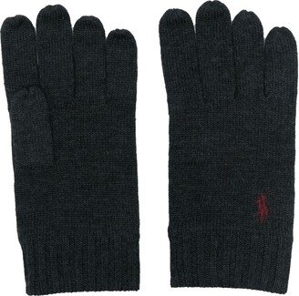 Logo-Embroidered Wool Gloves-AA