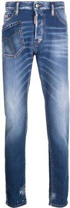 Distressed-Effect Washed Jeans