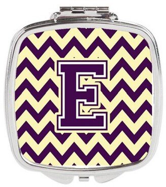 CJ1058-ESCM Letter E Chevron Purple & Gold Compact Mirror