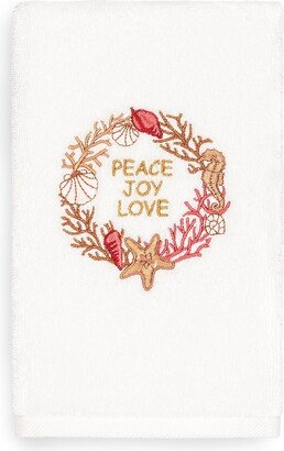 Peace Joy Love Coastal Embroidered Cotton Hand Towel