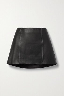 Veda Veranda Leather Mini Skirt - Black