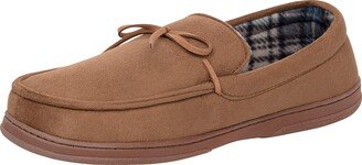 Mens Slippers Comfy Slip-on Micro Suede House with Softflannel Lining Moccasin