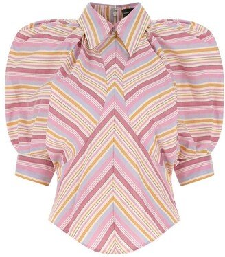 Chevron Printed Curved Hem Shirt