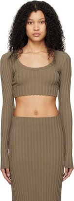 Taupe Capri Crop Long Sleeve T-Shirt