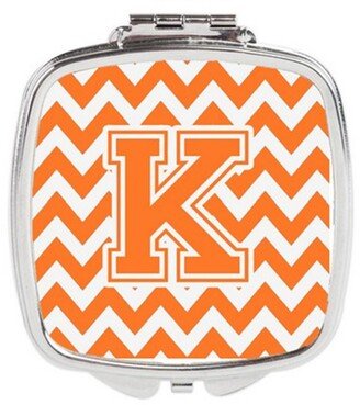 CJ1046-KSCM Letter K Chevron Orange & White Compact Mirror