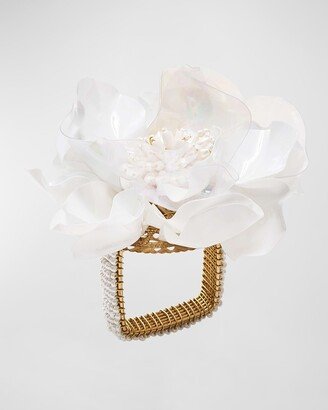 Gardenia Napkin Ring in White-AA