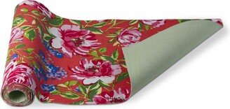 tagltd 14.5 x 72 Fiori Runner Hand Screen Printed Reversible Floral Design With Green Backing Table Home Decor