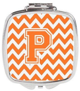 CJ1046-PSCM Letter P Chevron Orange & White Compact Mirror