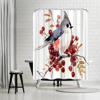 71 x 74 Shower Curtain, Titmouse And Berries by Suren Nersisyan