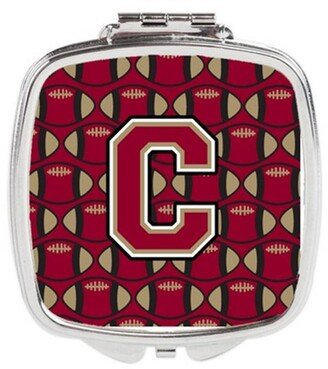 CJ1078-CSCM Letter C Football Garnet & Gold Compact Mirror