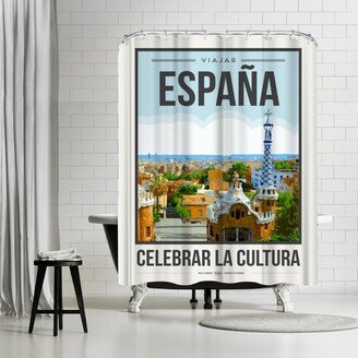 71 x 74 Shower Curtain, Travel Poster Spain by Brooke Witt