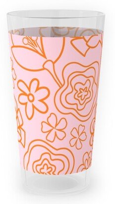 Outdoor Pint Glasses: Flower Confetti - Pink Outdoor Pint Glass, Pink
