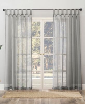 No. 918 Amina Open Weave Indoor Or Outdoor Sheer Tab Top Curtain Panel Collection