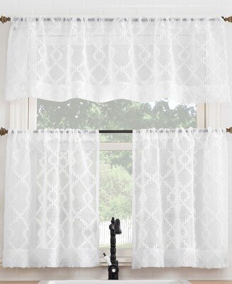 No. 918 Tina Geometric Clipped Semi-Sheer Rod Pocket Kitchen Curtain Valance and Tiers Set of 3, 54