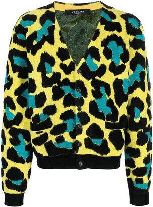 leopard-print V-neck cardigan-AC