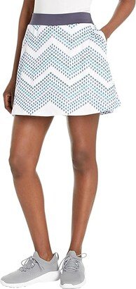 17 Engineered Chevron Geo Flounce Skort (Brilliant White) Women's Skort