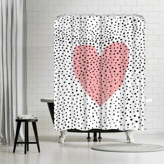 71 x 74 Shower Curtain, Dotty Heart by Paula Mills