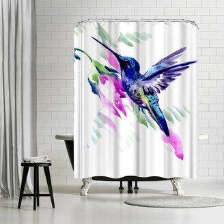 71 x 74 Shower Curtain, Hummingbird And Pink Flowers by Suren Nersisyan