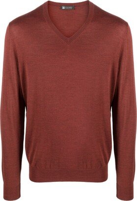 fine-knit V-neck jumper-AN