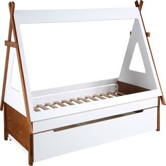 CDecor Poconos Oak and White Platform Twin Bed