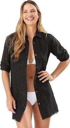 St. Lucia Boyfriend Shirt Cover-Up (Black) Women's Swimwear