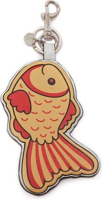 Gold Fish leather keyring