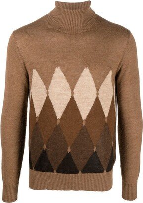 Argyle-Knit Roll-Neck Jumper