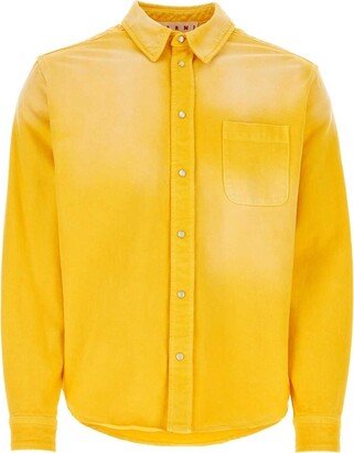 Washed-Effect Long Sleeved Shirt