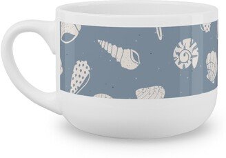 Mugs: Seashells Summer Beach - Dusty Blue Latte Mug, White, 25Oz, Blue