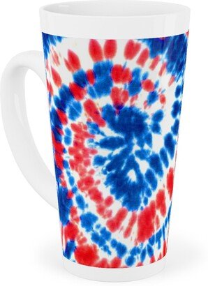 Mugs: Tie Dye - Blue, Red And White Tall Latte Mug, 17Oz, Multicolor