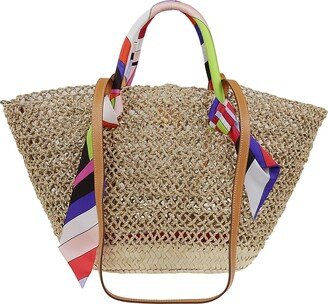 Basket Bag - Straw+twill