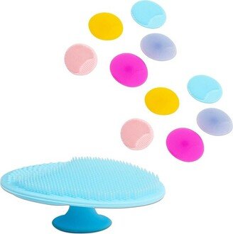 Glamlily 10 Piece Silicone Face Cleanser and Body Scrubber Set, Exfoliating Scrub Brush for Shower, 5 Colors