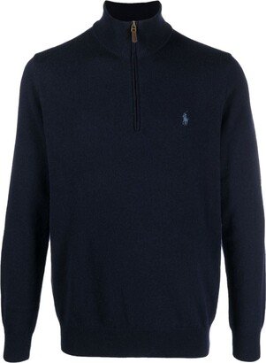 Logo-Embroidered Half-Zip Sweater