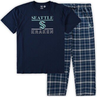 Concepts Sport Men's Deep Sea Blue Seattle Kraken Big and Tall Lodge T-shirt and Pants Sleep Set