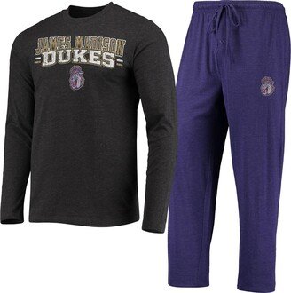 Men's Concepts Sport Purple, Heathered Charcoal James Madison Dukes Meter Long Sleeve T-shirt and Pants Sleep Set - Purple, Heathered Charcoal