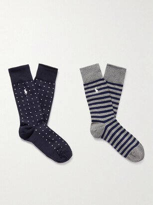 Set of Two Logo-Embroidered Cotton-Blend Socks