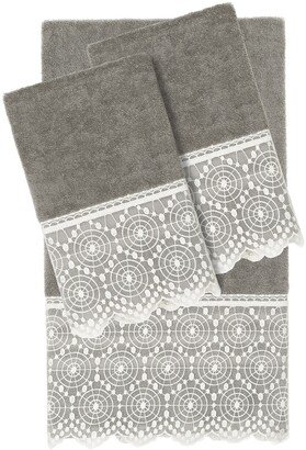 100% Turkish Cotton Arian 3-Piece Cream Lace Embellished Towel Set