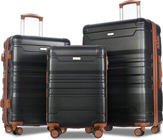 EDWINRAY Spinner Suitcase Sets Expandable ABS 3pcs Luggage Sets-AK