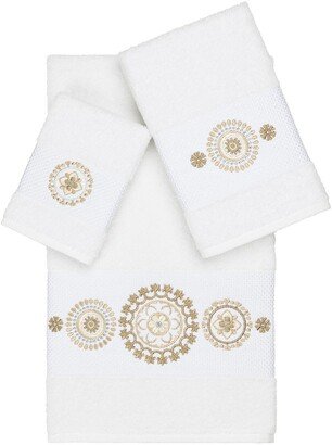 Isabelle 3-Piece Embellished Towel Set - White