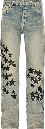 Leather Star Straight Jean in Blue