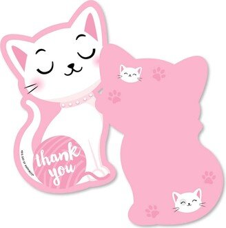 Big Dot Of Happiness Purr-fect Kitty Cat - Kitten Party Shaped Thank You Cards with Envelopes - 12 Ct