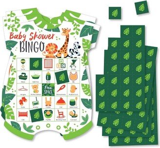 Big Dot of Happiness Jungle Party Animals - Picture Bingo Cards and Markers - Safari Zoo Animal Baby Shower Shaped Bingo Game - Set of 18