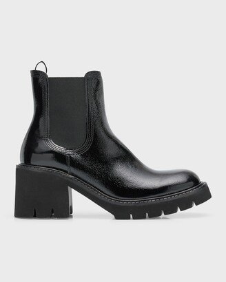 Zisca Patent Lug-Sole Chelsea Booties