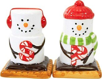 GANZ Tabletop S'mores Salt & Pepper Shaker St - One Salt & Pepper Shaker Set 2.75 Inches - Snowman - Mx177473 - Ceramic - White