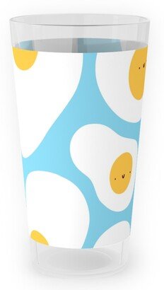 Outdoor Pint Glasses: Cute Fried Eggs - Blue Outdoor Pint Glass, Blue