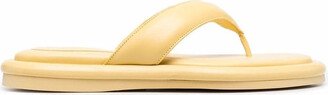 Leather Puffy Flat Thong Slippers