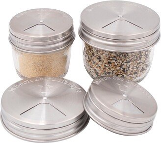 4 Pack Stainless Steel Spice Shaker Lid For Mason Jars