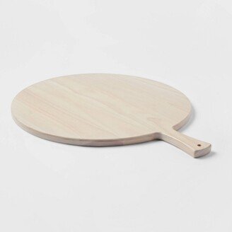 14 Rubberwood White Washed Round Serving Board
