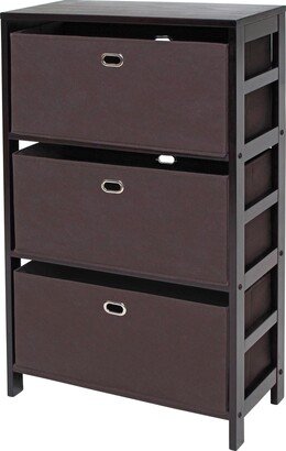 Torino 3-Pc Storage Shelf with 2 Foldable Fabric Baskets, Espresso and Chocolate - 25.2 x 11.22 x 42 inches