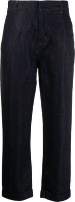 High-Waisted Cropped Trousers-AX